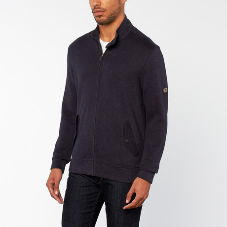 Flat Back Full Zip Sweater // Staples Navy (S)