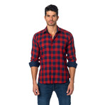 TOM Button-Up // Red + Blue Check (XL)