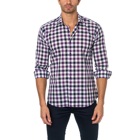 Jared Lang // TOM Button-Up // Purple + Black + White (S)