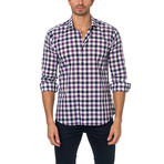 Jared Lang // TOM Button-Up // Purple + Black + White (2XL)