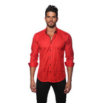 DYLAN Button-Up // Red Paisley Jacquard (XL)
