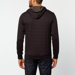 Full-Zip Striped Hoodie // Black (XL)
