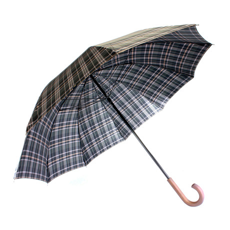 Rainham Long Handled Umbrella // Blue + Black Check