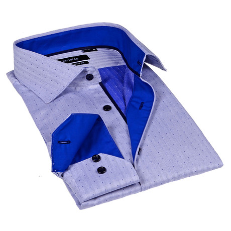 Classic Button-Up Shirt // Navy Herringbone (S)