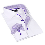 Classic Button-Up Shirt // White + Purple (3XL)