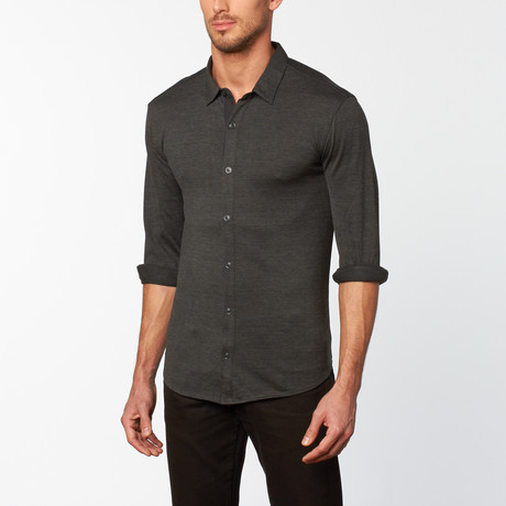 Long-Sleeve Button Down Collar Shirt // Charcoal (S)
