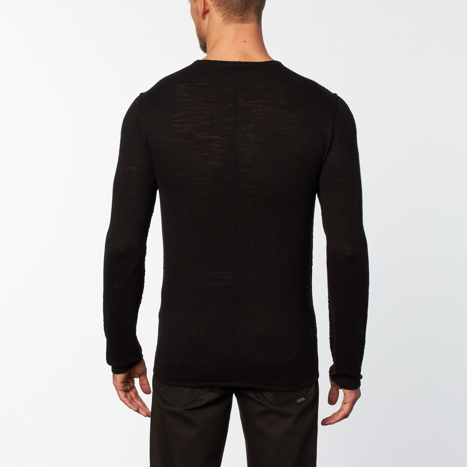 Long-Sleeve Crew Neck Sweater // Black (XL) - John Varvatos Star USA ...