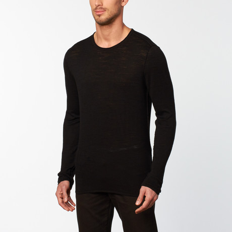 Long-Sleeve Crew Neck Sweater // Black (S)
