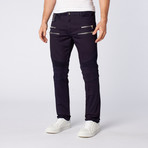 Skinny Washed Moto Jeans // Navy (38WX34L)