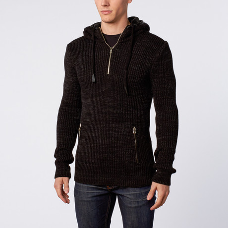 Knit Hooded Sweater // Black (M)