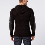 Quilted Patch Sleeve Sweater // Black (L)