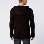Hooded Fitted Cardigan // Black (3XL)