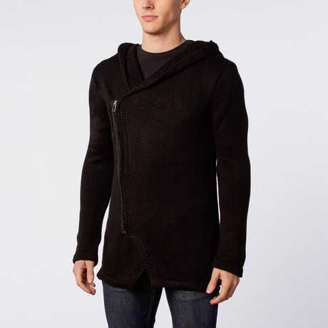 Hooded Fitted Cardigan // Black (M)
