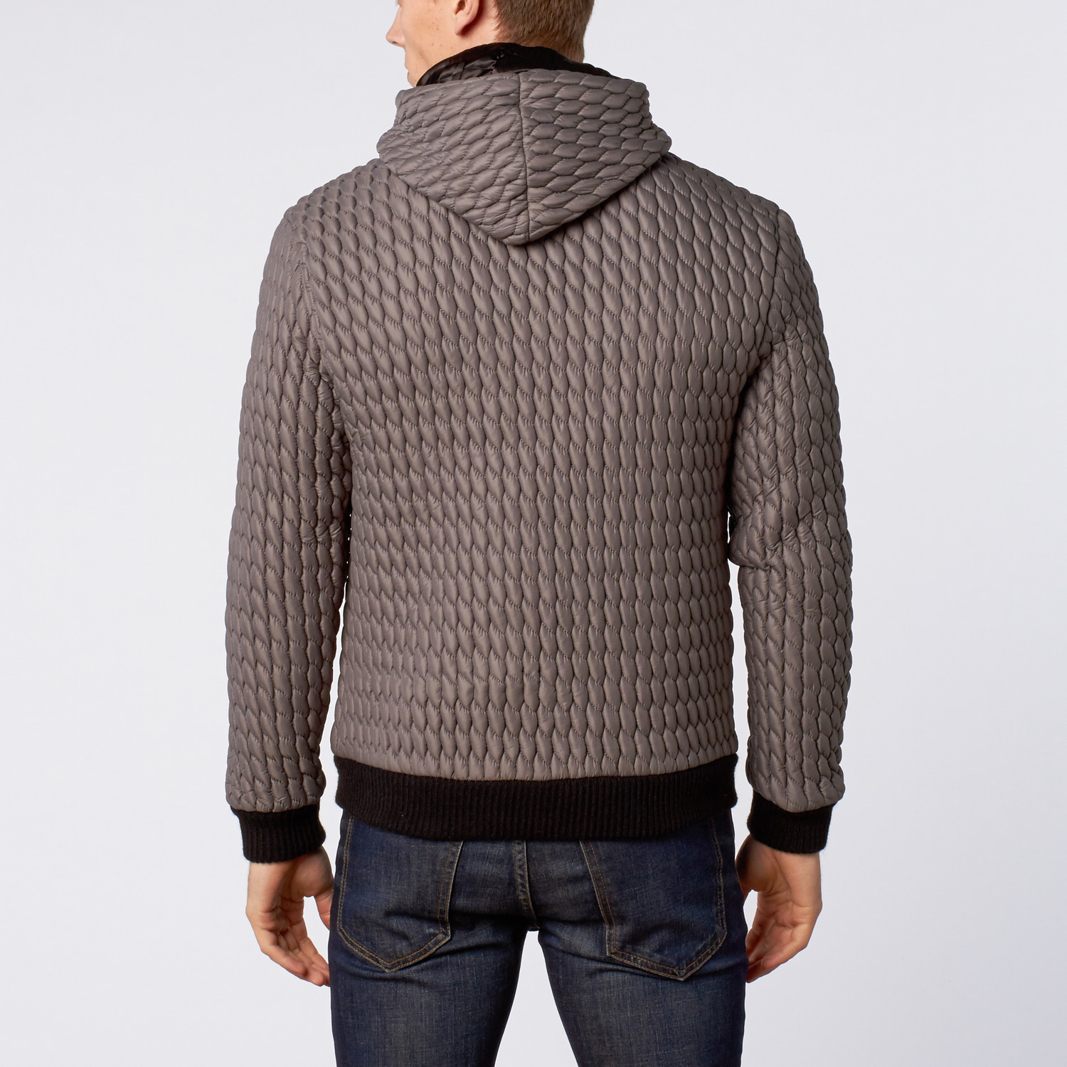 Quilted Hoodie Sports Jacket // Grey (M) - Ron Tomson - Touch of Modern