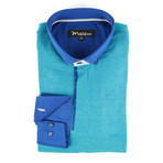 Maceoo // Long-Sleeve Polo // Turquoise (2XL)