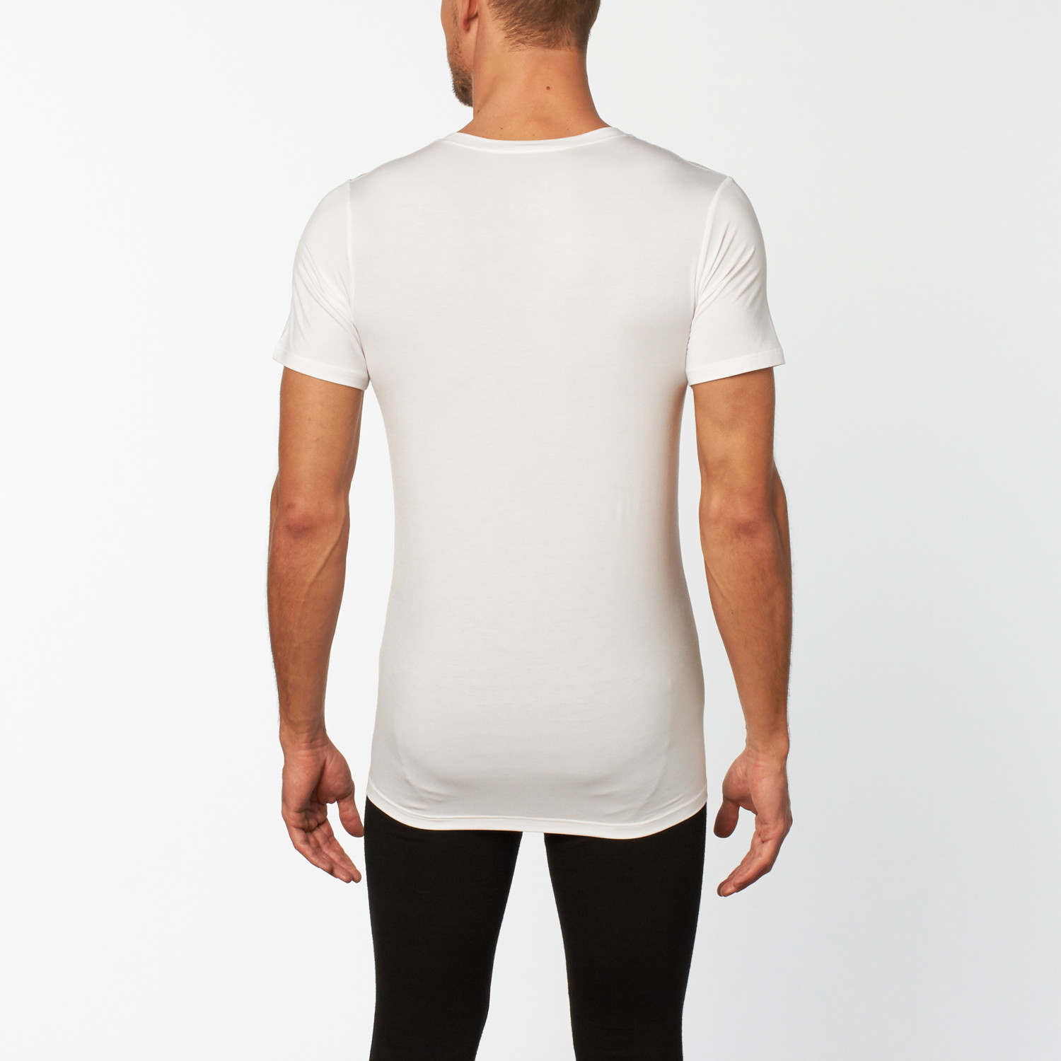 Deep V-Neck Short-Sleeve Undershirt // White (Small) - Obviously ...