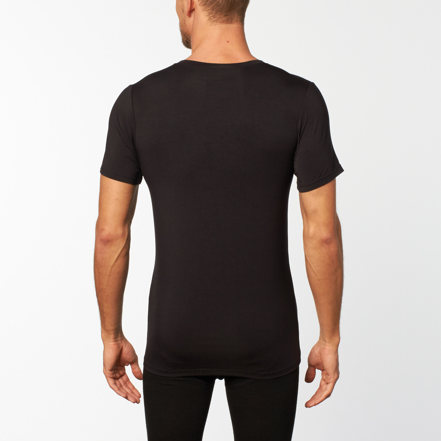 Deep V-Neck Short-Sleeve Undershirt // Black (X-Large) - Obviously ...