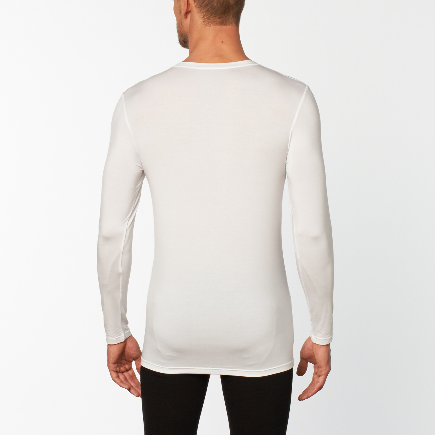 V-Neck Long-Sleeve Undershirt // White (Small) - Obviously Underwear ...