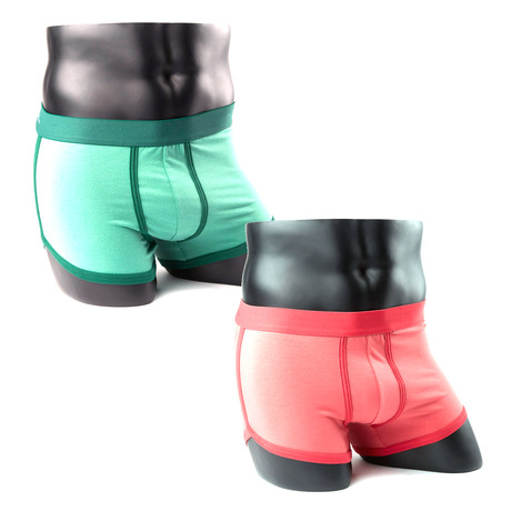 Boxer Briefs // Racer Green + Red Coral // Pack of 2 (S)