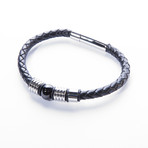 Genuine Braided Leather Bracelet + Steel Charm