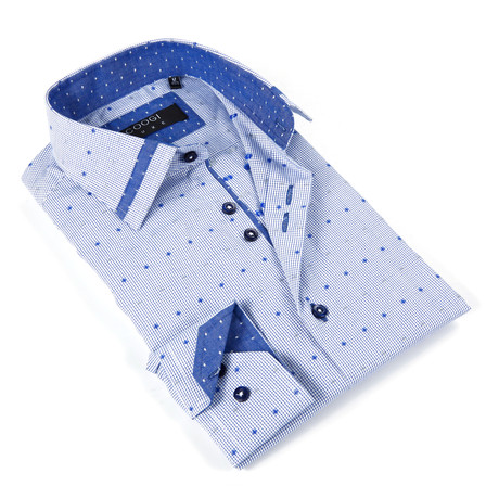 Overall Dot Button-Up Shirt // Multi Blue (S)