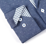 Coogi // Button-Up Shirt + Contrast Dot Detail // Chambray Blue (S)
