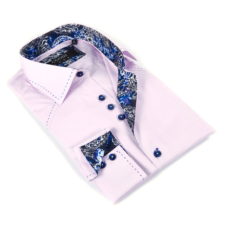Button-Up Shirt + Paisley Detail // Light Pink (S)