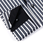 Striped Button-Up Shirt // Faded Black + White (XL)