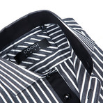 Striped Button-Up Shirt // Faded Black + White (XL)