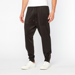 Thread Workshop // Leather Panel Track Pants // Black (2XL)