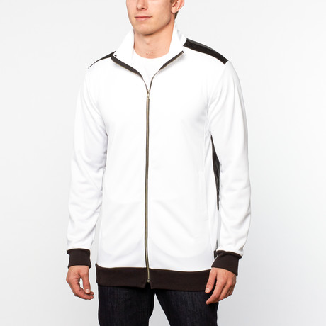 Thread Workshop // Leather Panel Track Jacket // Scuba White (S)