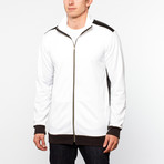 Thread Workshop // Leather Panel Track Jacket // Scuba White (XL)