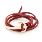 Red Leather Anchor Rose Gold