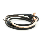 Black Leather Anchor Rose Gold