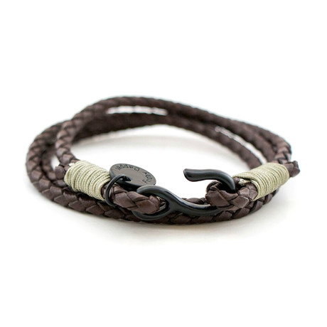 Brown Distressed Leather Wraparound Bracelet
