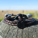 Brown Distressed Leather Wraparound Bracelet