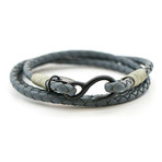 Grey Leather Wraparound Bracelet