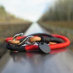 Black Red Wraparound Bracelet