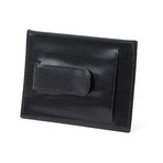 Saffiano Embossed Credit Card Holder // Black + Tan + Brown