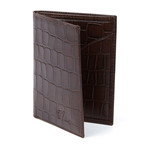 Croco Embossed Bi-Fold Wallet // Brown