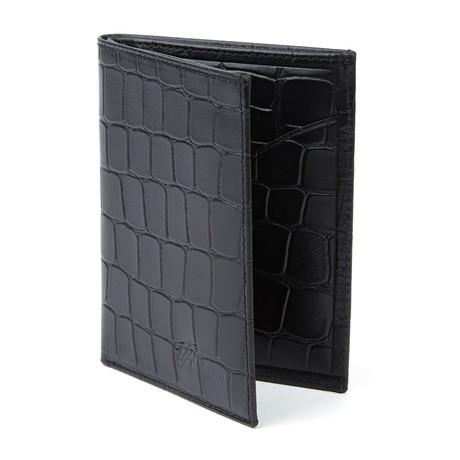Croco Embossed Bi-Fold Wallet // Black