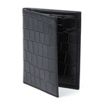 Croco Embossed Bi-Fold Wallet // Black