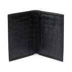 Croco Embossed Bi-Fold Wallet // Black