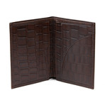 Croco Embossed Bi-Fold Wallet // Brown