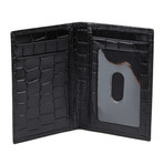 Croco Embossed Slim Bi-Fold Wallet // Black