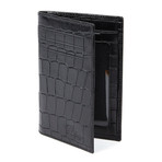 Croco Embossed Slim Bi-Fold Wallet // Black