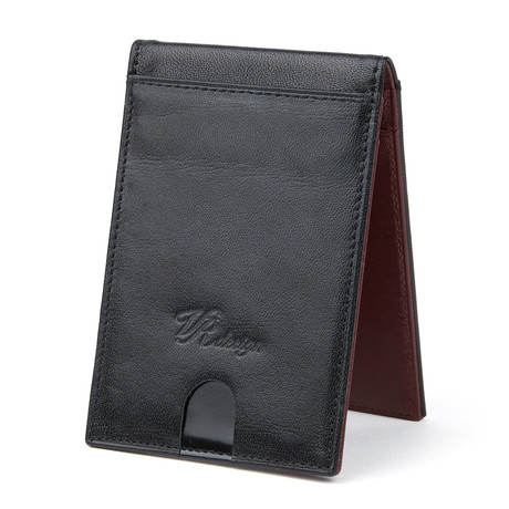 Bi-Fold Credit Card Holder // Black + Claret Red