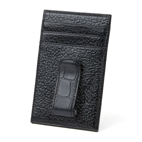 Grained Credit Card Holder w/ Money Clip // Black