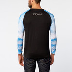 All Damn Day Raglan Long Sleeve // Black + Teal (L)