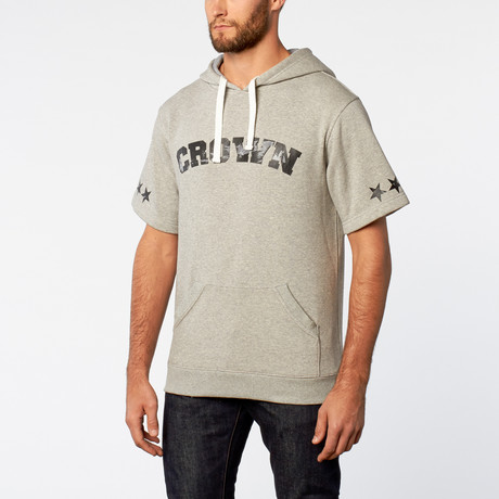 Varsity Short Sleeve Hoodie // Heather Grey (S)